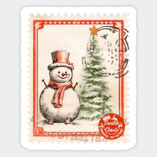 Snowman postage winter stamp Sticker